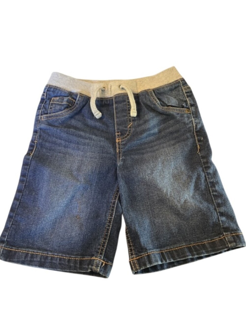 Toughskins Blue Denim Shorts with Gray Knit Waistband Size 5/6 In EUC